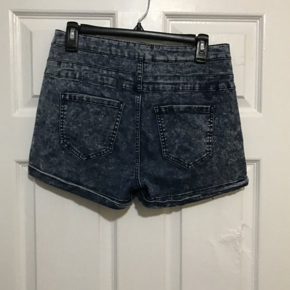 High-Waisted Acid Wash Jean Shorts - Picture 2 of 2